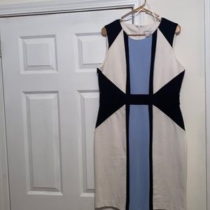 White blue and black dress